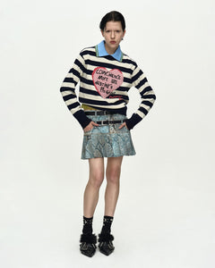 기타 GIRLS HEART MESSAGE CREW-NECK SWEATER atb1464w(NAVY/IVORY)