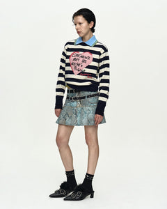 기타 GIRLS HEART MESSAGE CREW-NECK SWEATER atb1464w(NAVY/IVORY)
