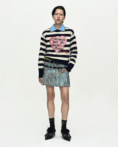 기타 GIRLS HEART MESSAGE CREW-NECK SWEATER atb1464w(NAVY/IVORY)