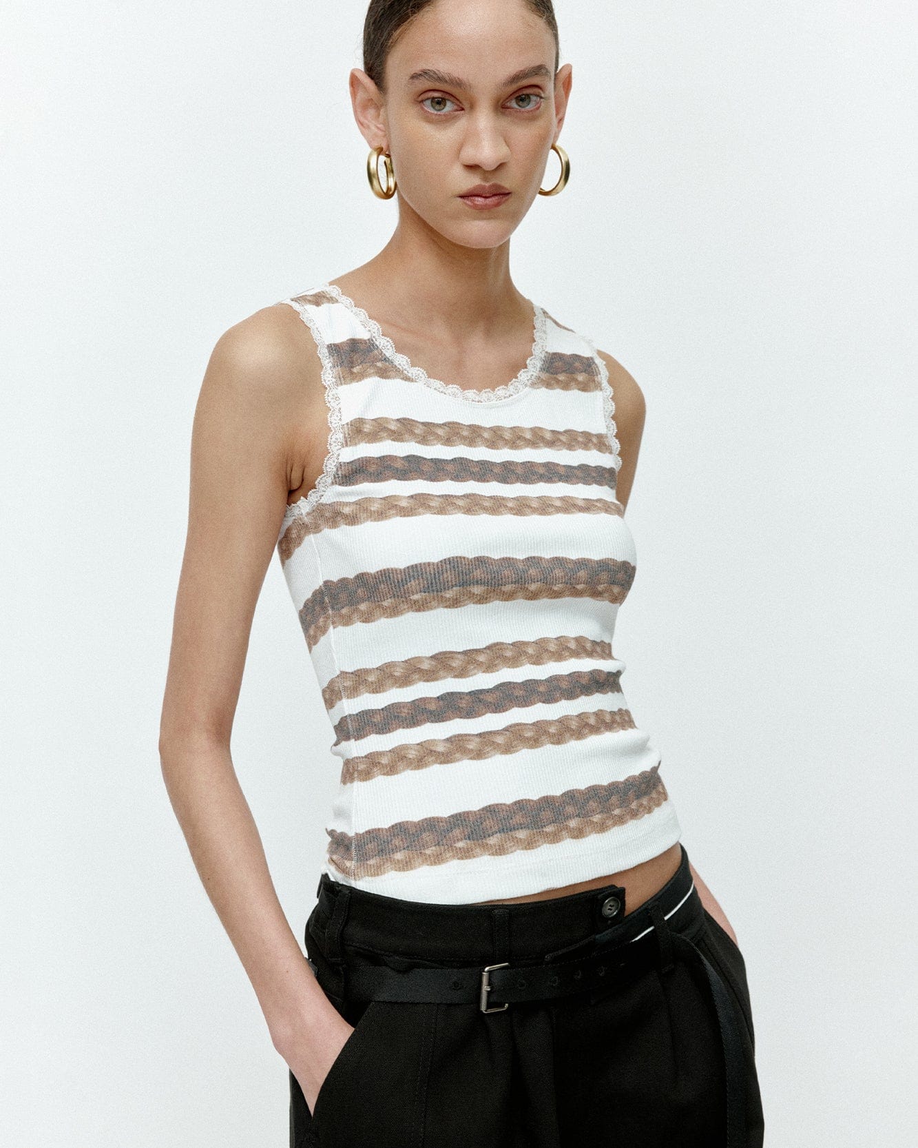 RESTOCK] HAIR BRAID STRIPE TANK TOP atb1263w(WHITE) – Andersson Bell