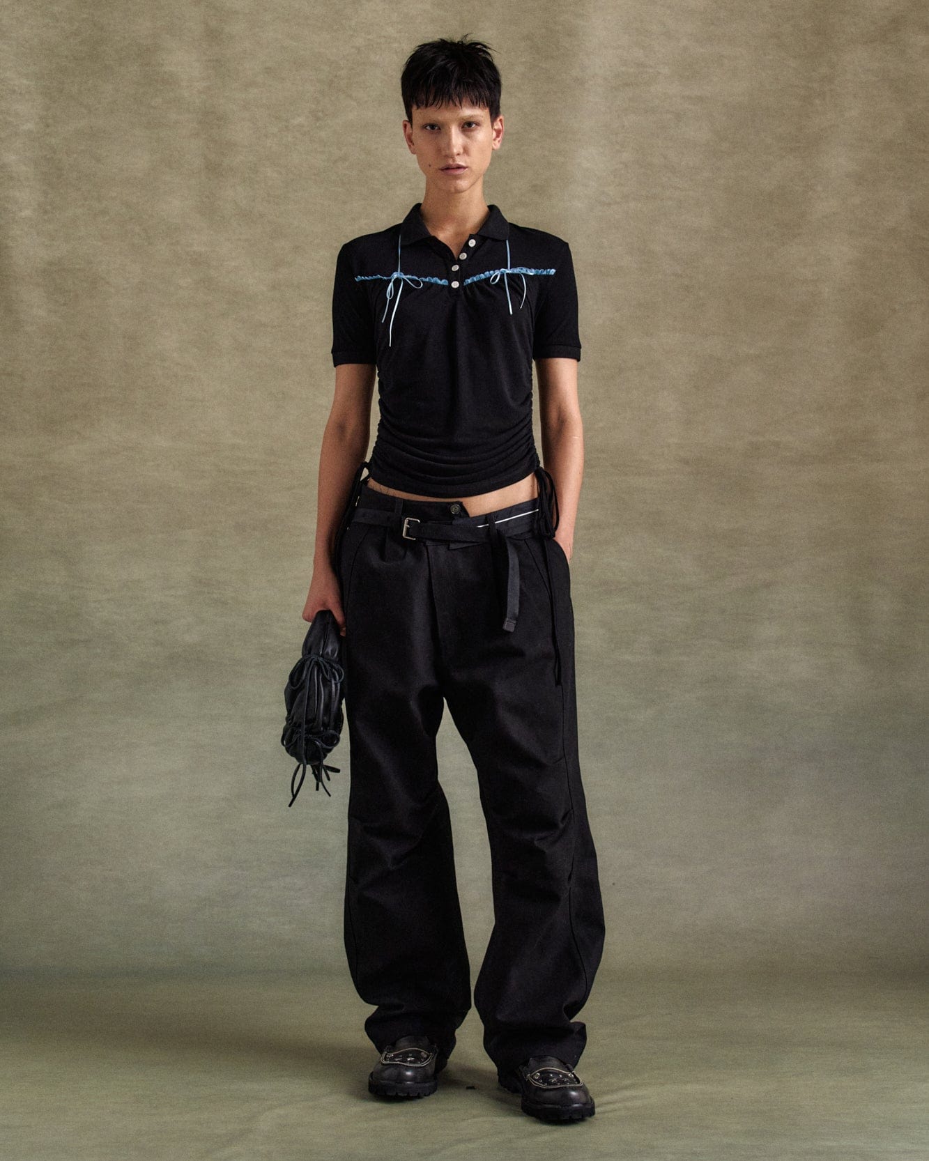 기타 HALTER STRING PIQUÉ POLO SHIRTS atb1255w(BLACK)