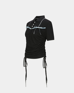 기타 HALTER STRING PIQUÉ POLO SHIRTS atb1255w(BLACK)