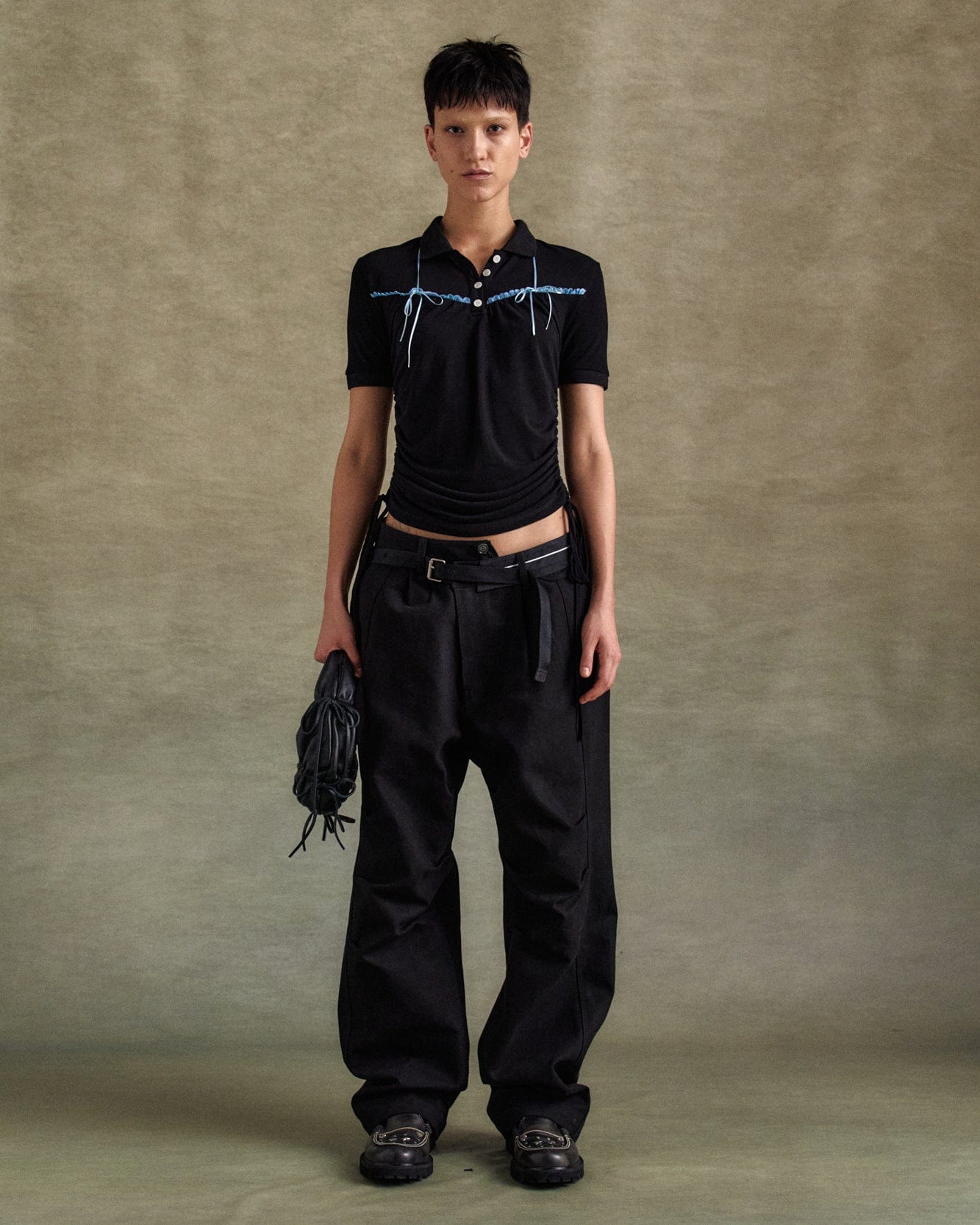 기타 HALTER STRING PIQUÉ POLO SHIRTS atb1255w(BLACK)