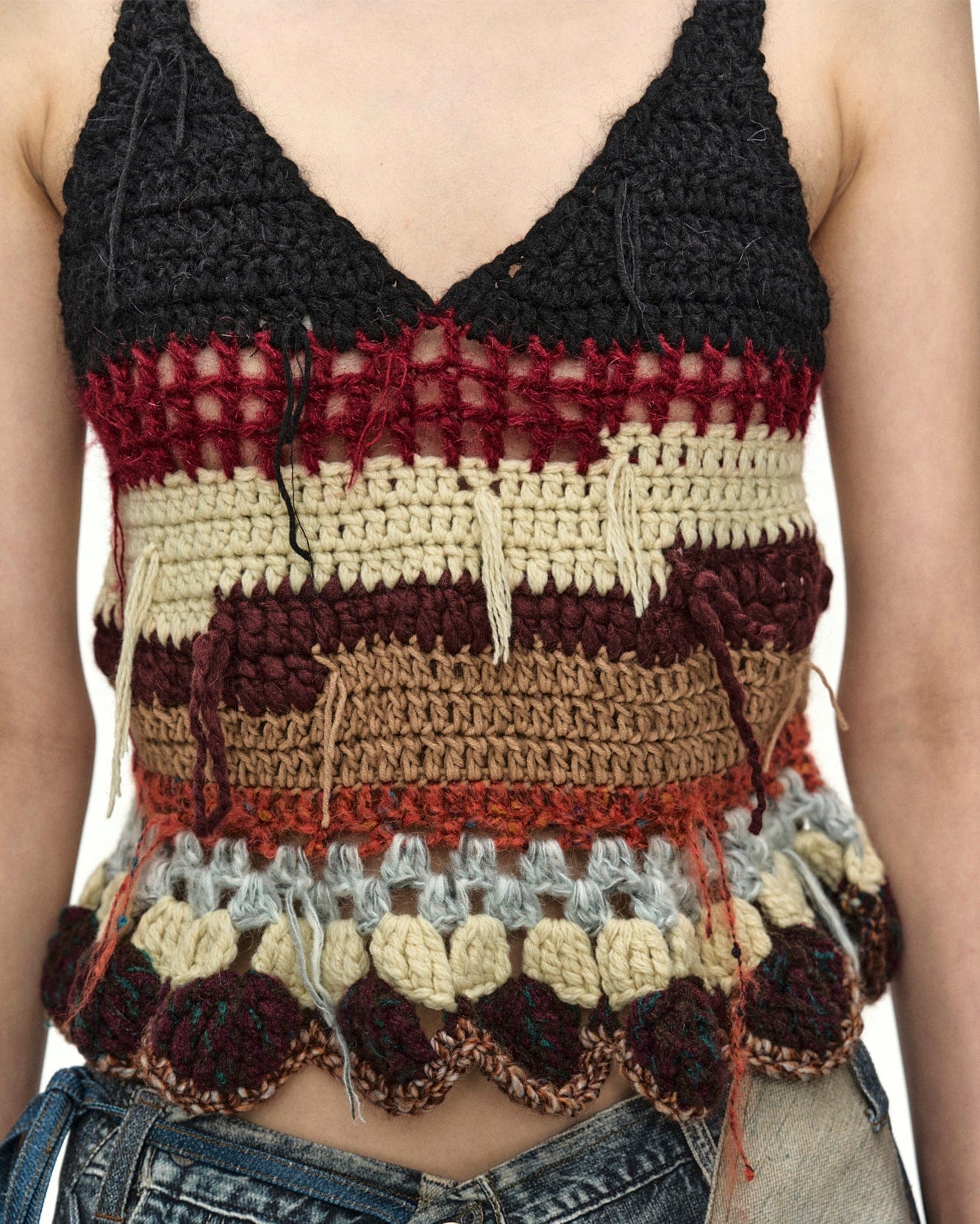HAND-CROCHETED RUFFLE HEM TOP atb1581w(MULTI) – Andersson Bell
