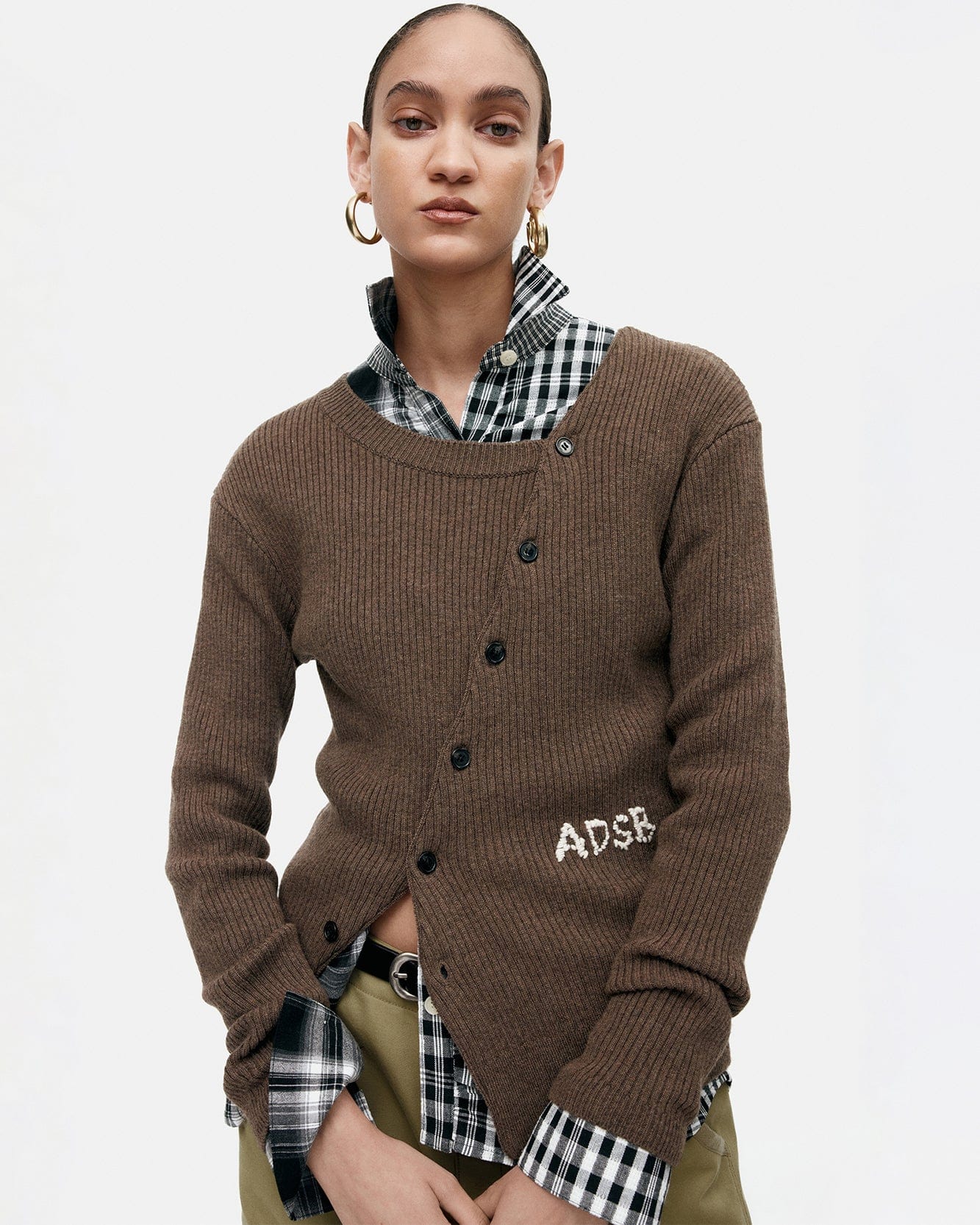 기타 HAND STITCHED BASIC CARDIGAN atb1400w(BROWN)