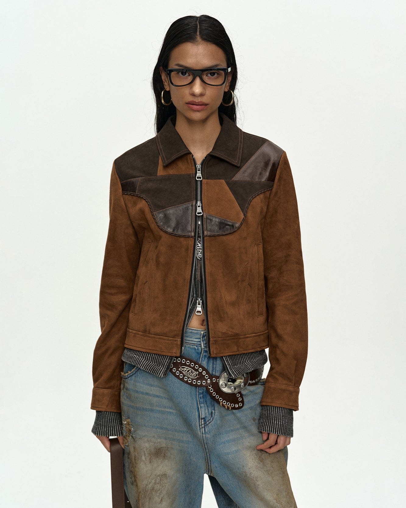 HARVEY LEATHER PATCHWORK JACKET awa744w(BROWN) – Andersson Bell