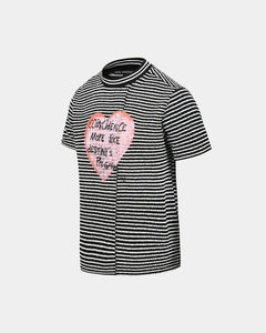 기타 HEART MESSAGE STRIPE CREW NECK SWEATER atb1248m(BLACK)