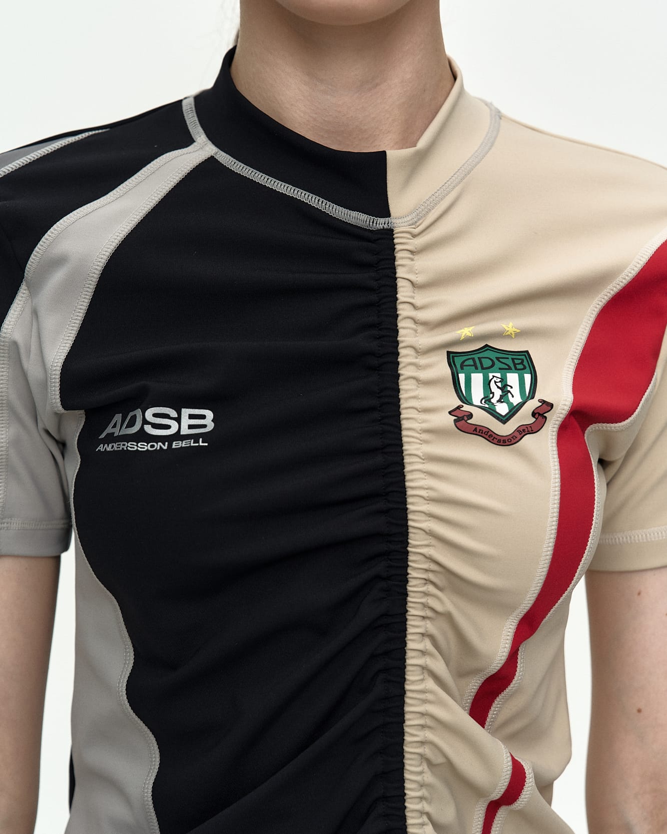 HYBRID CUT SOCCER JERSEY atb1468w(BLACK/BEIGE) – Andersson Bell
