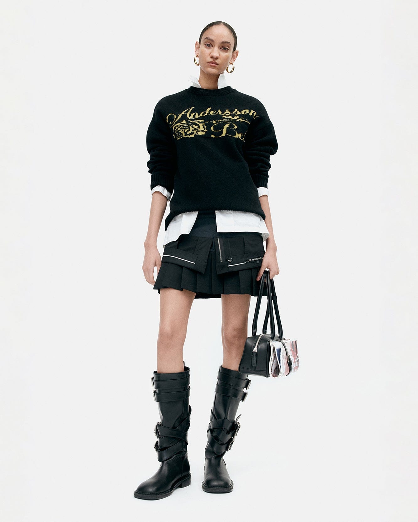 기타 INSIDE OUT PLEATS SKIRT apa844w(BLACK)