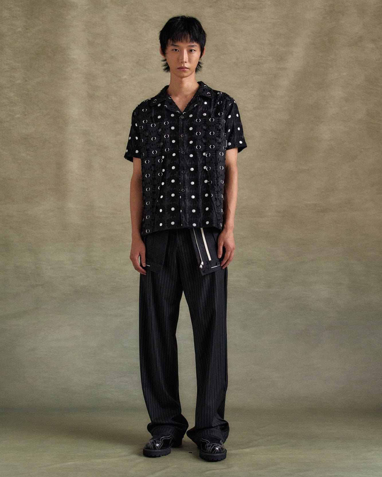 기타 INSIDE OUT STRIPE TROUSERS apa813m(BLACK)