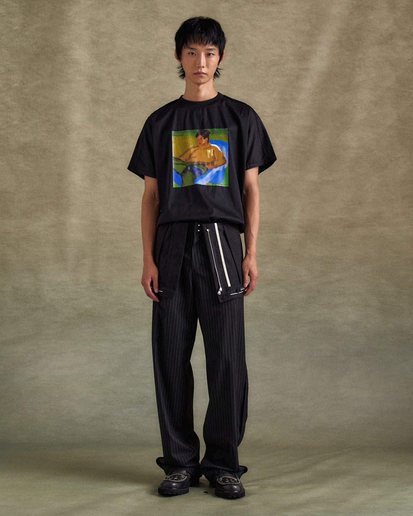 기타 INSIDE OUT STRIPE TROUSERS apa813m(BLACK)