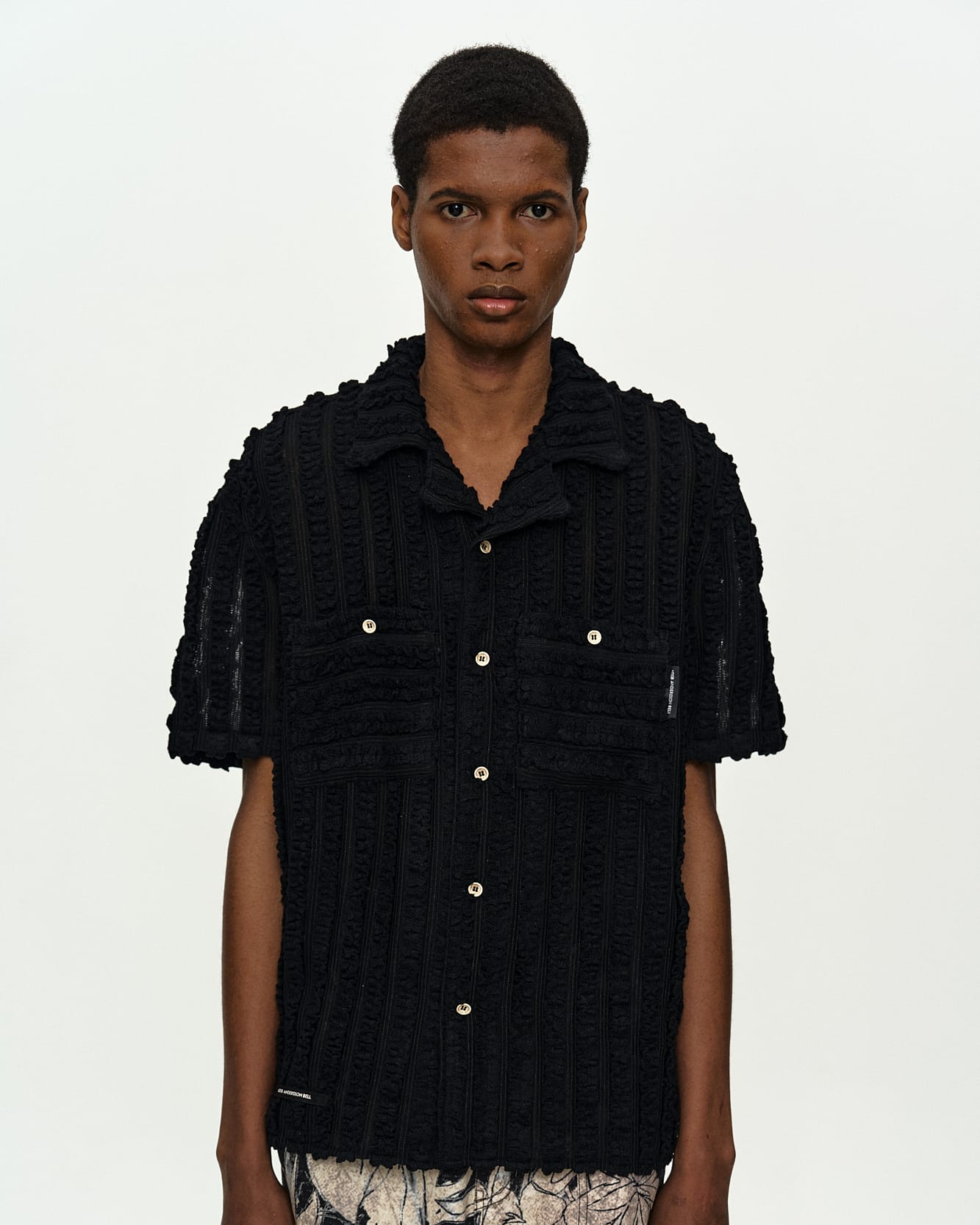KENLEY KNITTED OPEN COLLAR SHIRT atb1445m(BLACK) – Andersson Bell