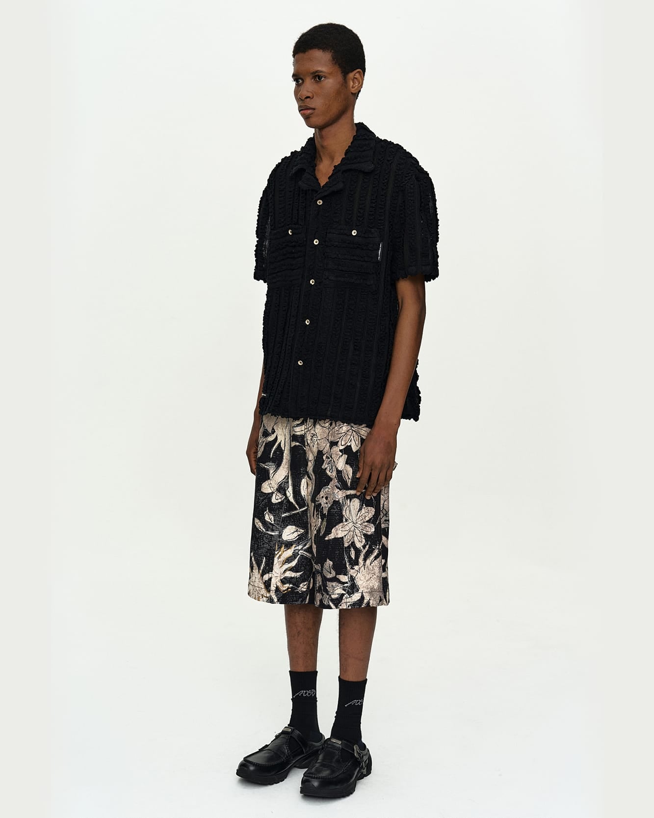 KENLEY KNITTED OPEN COLLAR SHIRT atb1445m(BLACK) – Andersson Bell