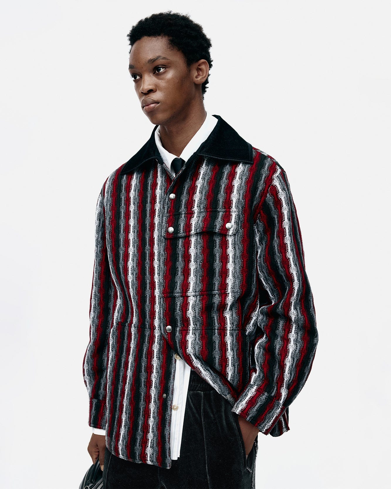 기타 KNITTED STRIPE SHIRT atb1375m(RED)