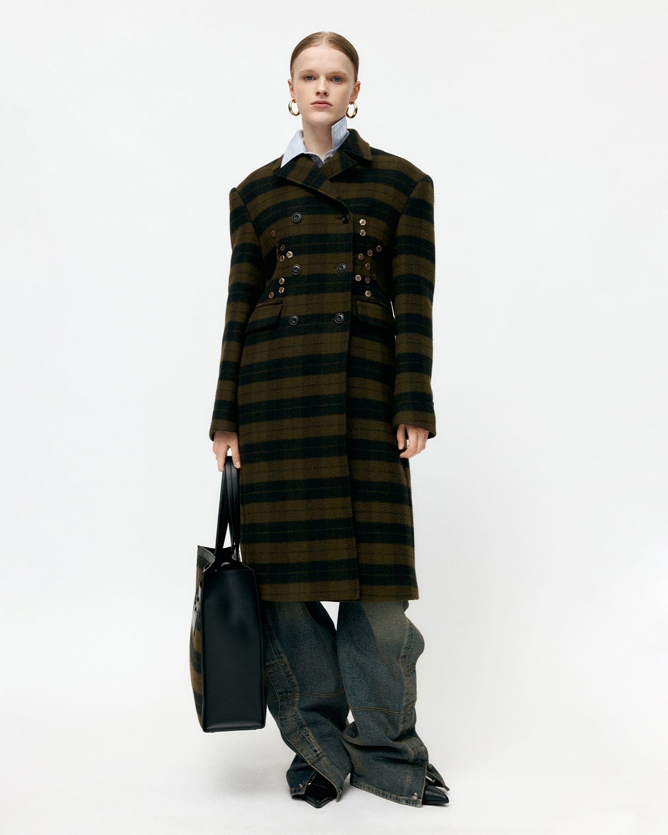 기타 LACIE CHECK BUTTONS COAT awa726w(GREEN)