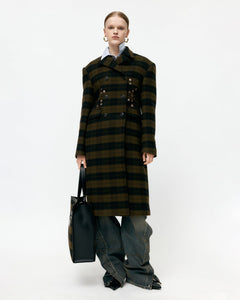 기타 LACIE CHECK BUTTONS COAT awa726w(GREEN)
