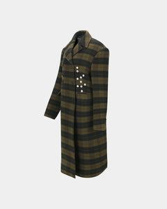 기타 LACIE CHECK BUTTONS COAT awa726w(GREEN)