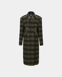 기타 LACIE CHECK BUTTONS COAT awa726w(GREEN)