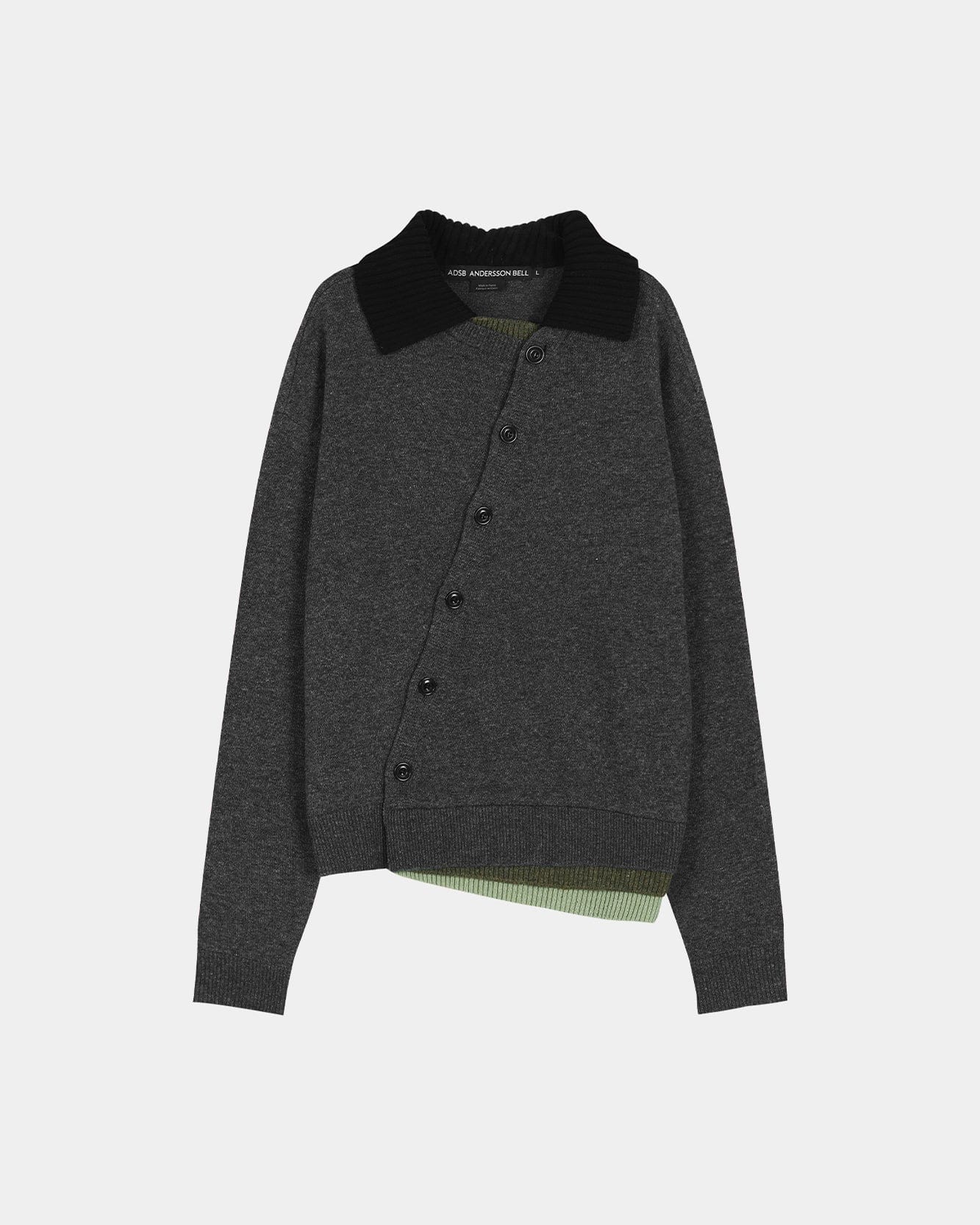RESTOCK] LAYERED COLLAR CARDIGAN atb1410m(CHARCOAL) – Andersson Bell