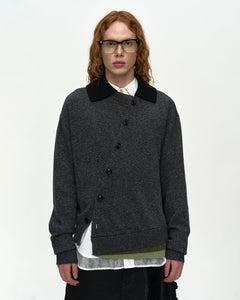 RESTOCK] LAYERED COLLAR CARDIGAN atb1410m(CHARCOAL) – Andersson Bell