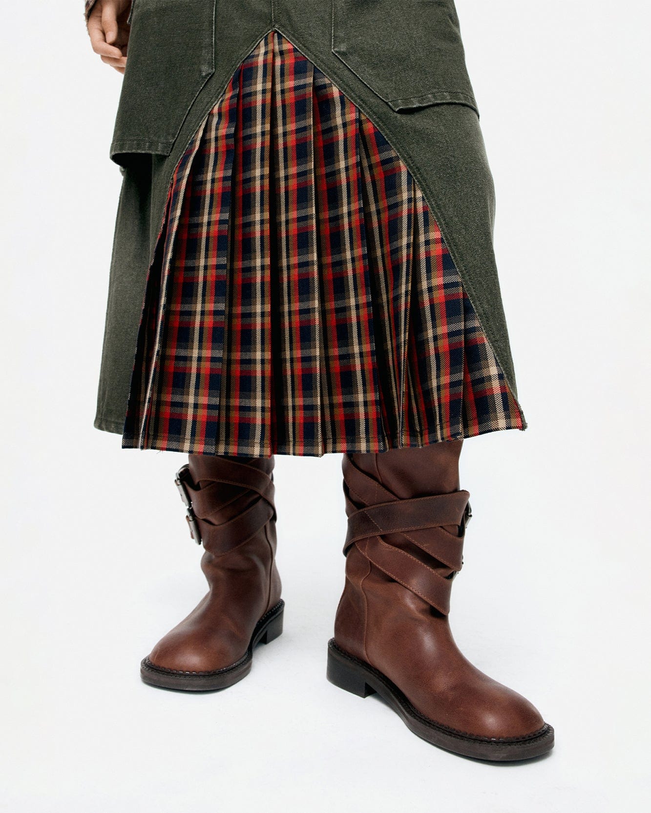 기타 LAYERED STRAP BOOTS aaa484w(BROWN)