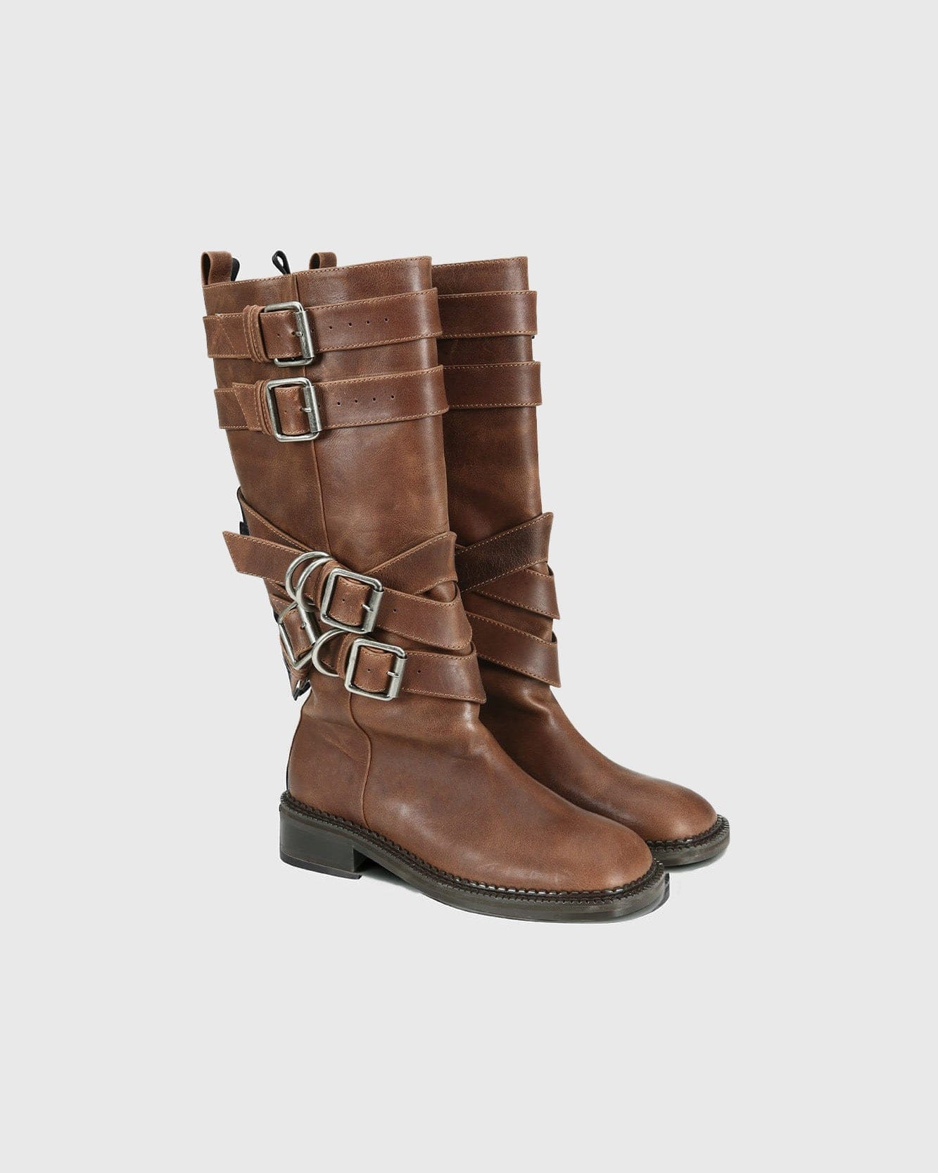 기타 LAYERED STRAP BOOTS aaa484w(BROWN)