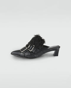 기타 LAYERED STRAP MULE aaa485w(BLACK)