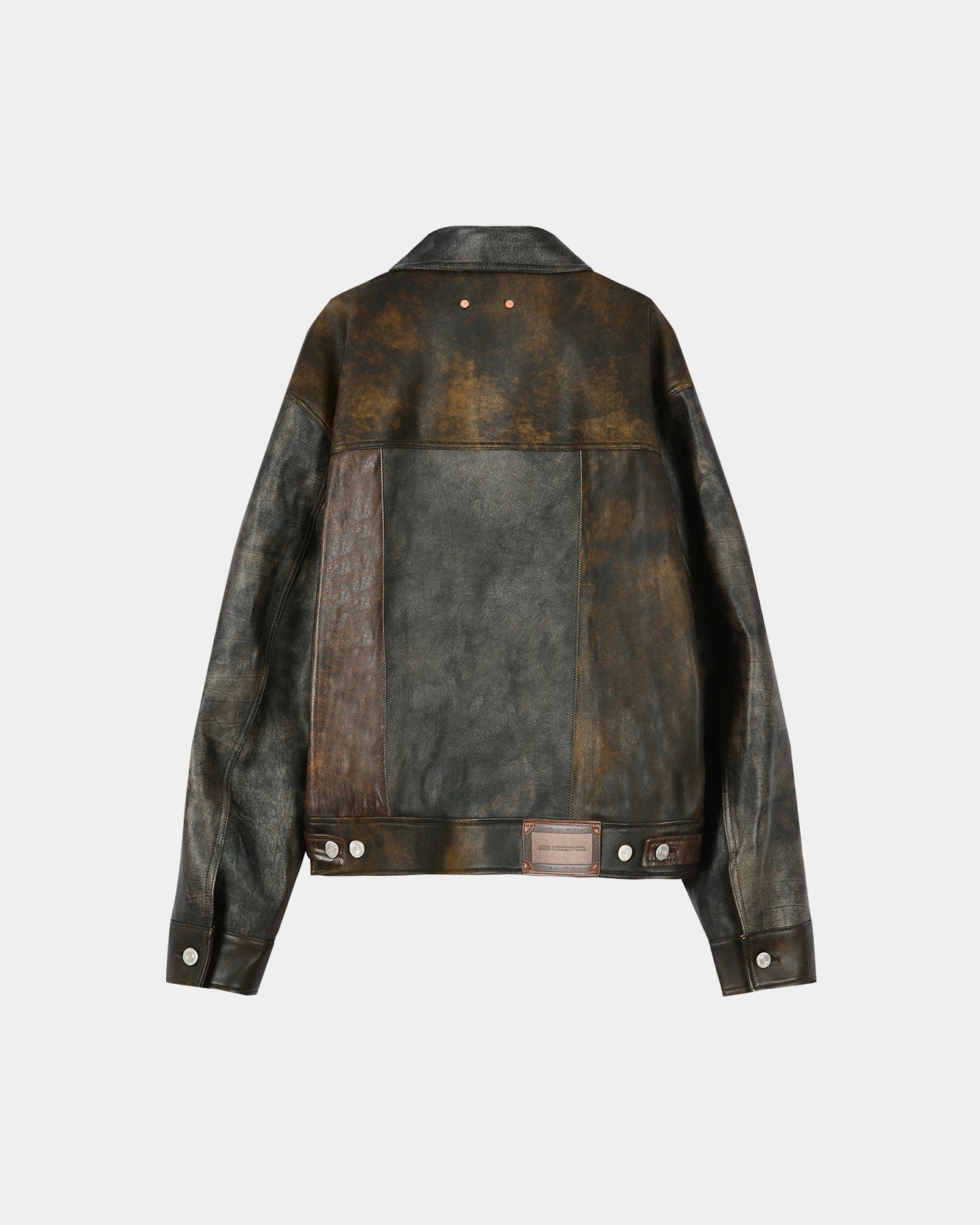 LEATHER PATCHWORK TRUCKER JACKET awa741m(BROWN) – Andersson Bell