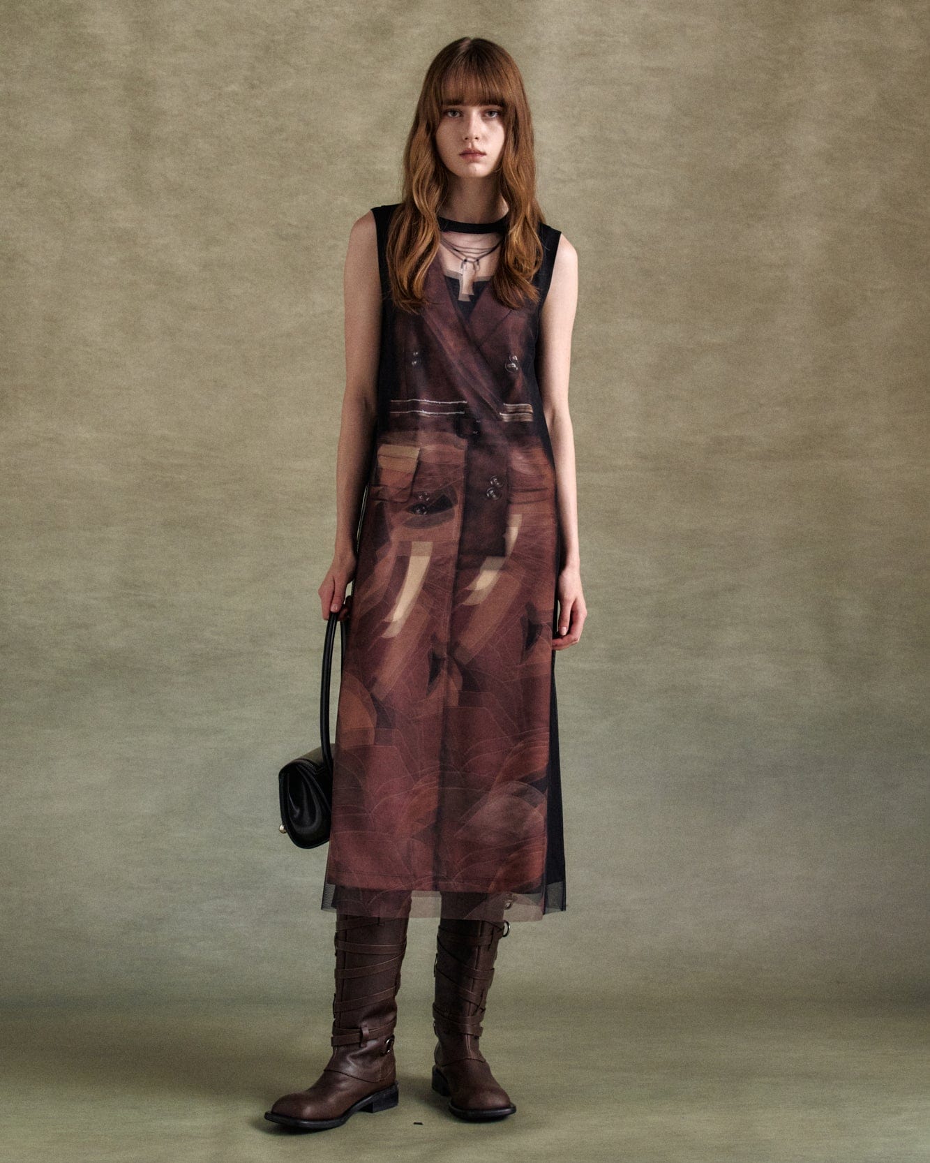 기타 LENTICULAR TRENCH COAT PRINTED JERSEY DRESS atb1310w(BLACK)