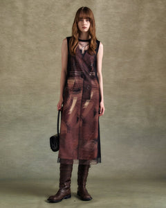기타 LENTICULAR TRENCH COAT PRINTED JERSEY DRESS atb1310w(BLACK)