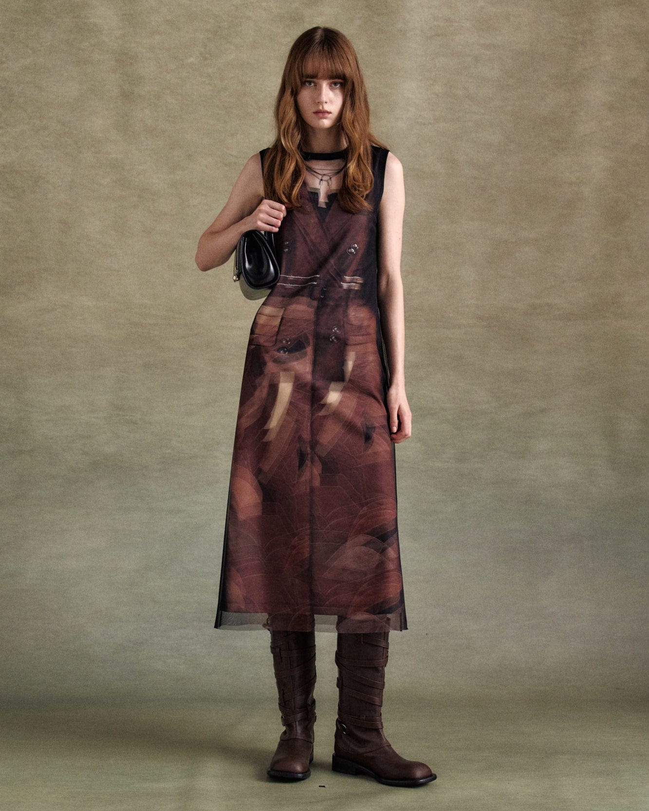 기타 LENTICULAR TRENCH COAT PRINTED JERSEY DRESS atb1310w(BLACK)