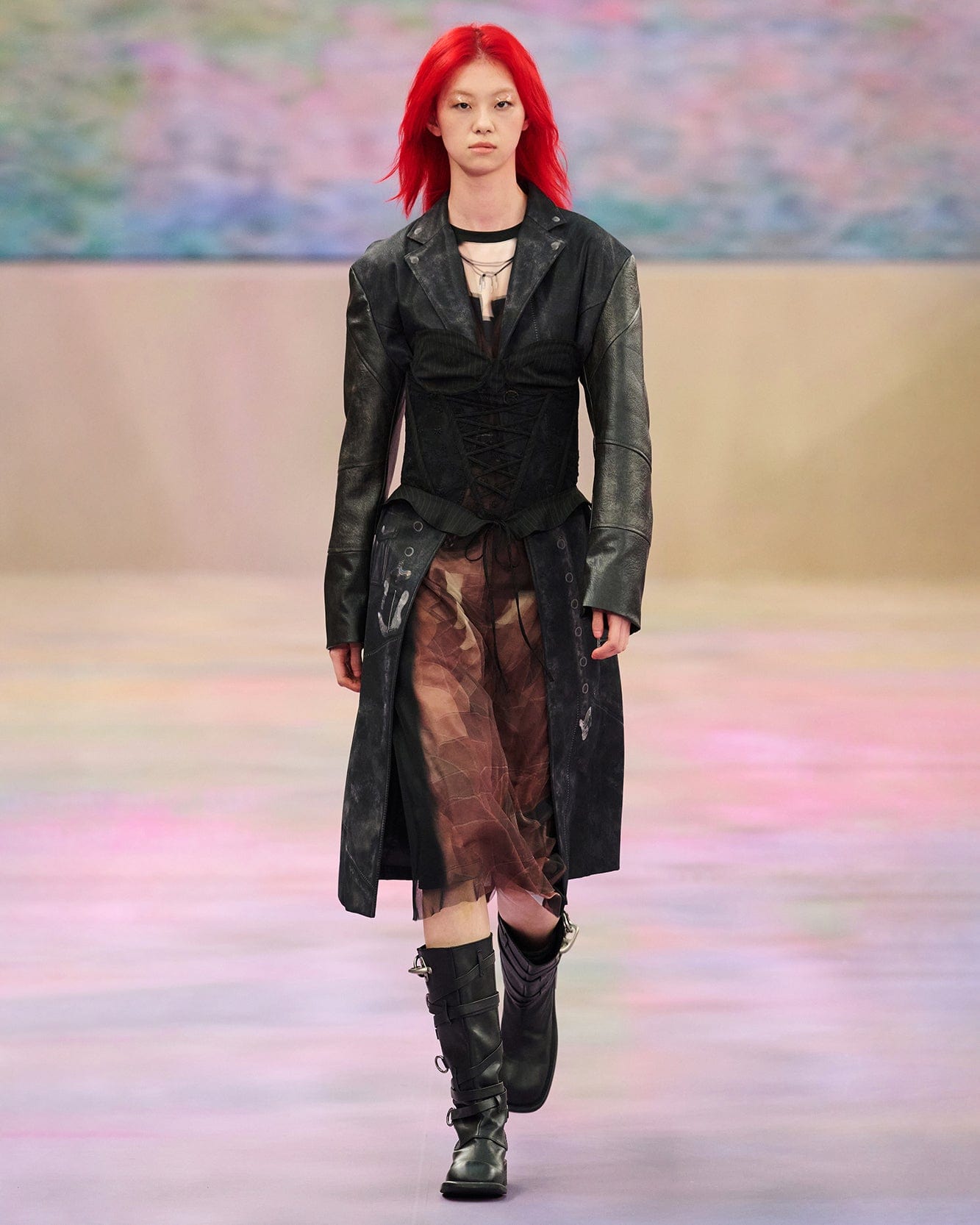 기타 LENTICULAR TRENCH COAT PRINTED JERSEY DRESS atb1310w(BLACK)