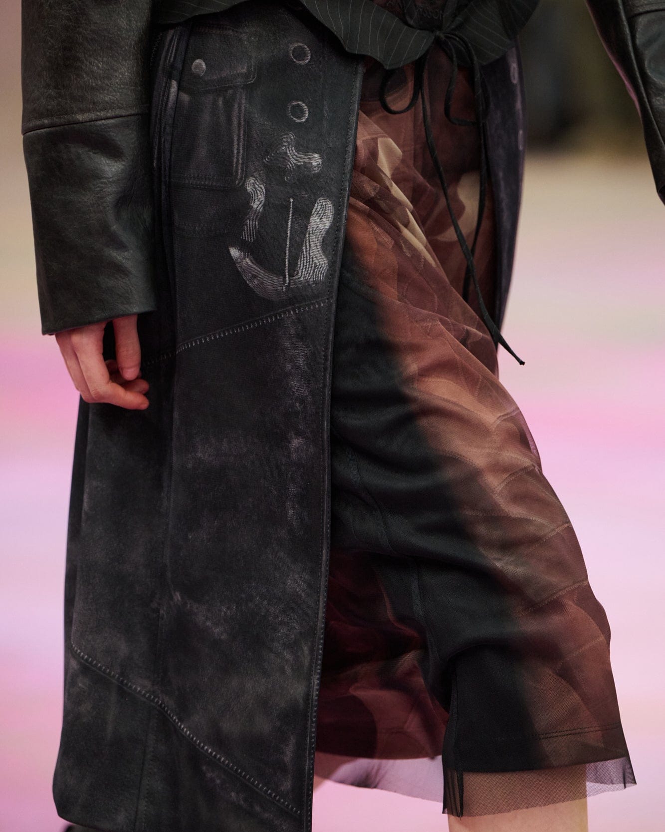 기타 LENTICULAR TRENCH COAT PRINTED JERSEY DRESS atb1310w(BLACK)