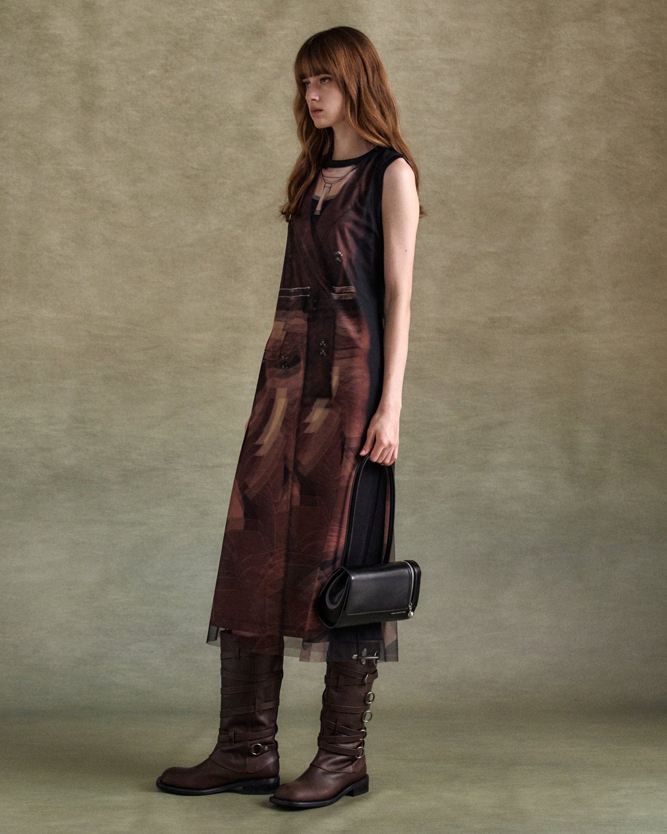 기타 LENTICULAR TRENCH COAT PRINTED JERSEY DRESS atb1310w(BLACK)