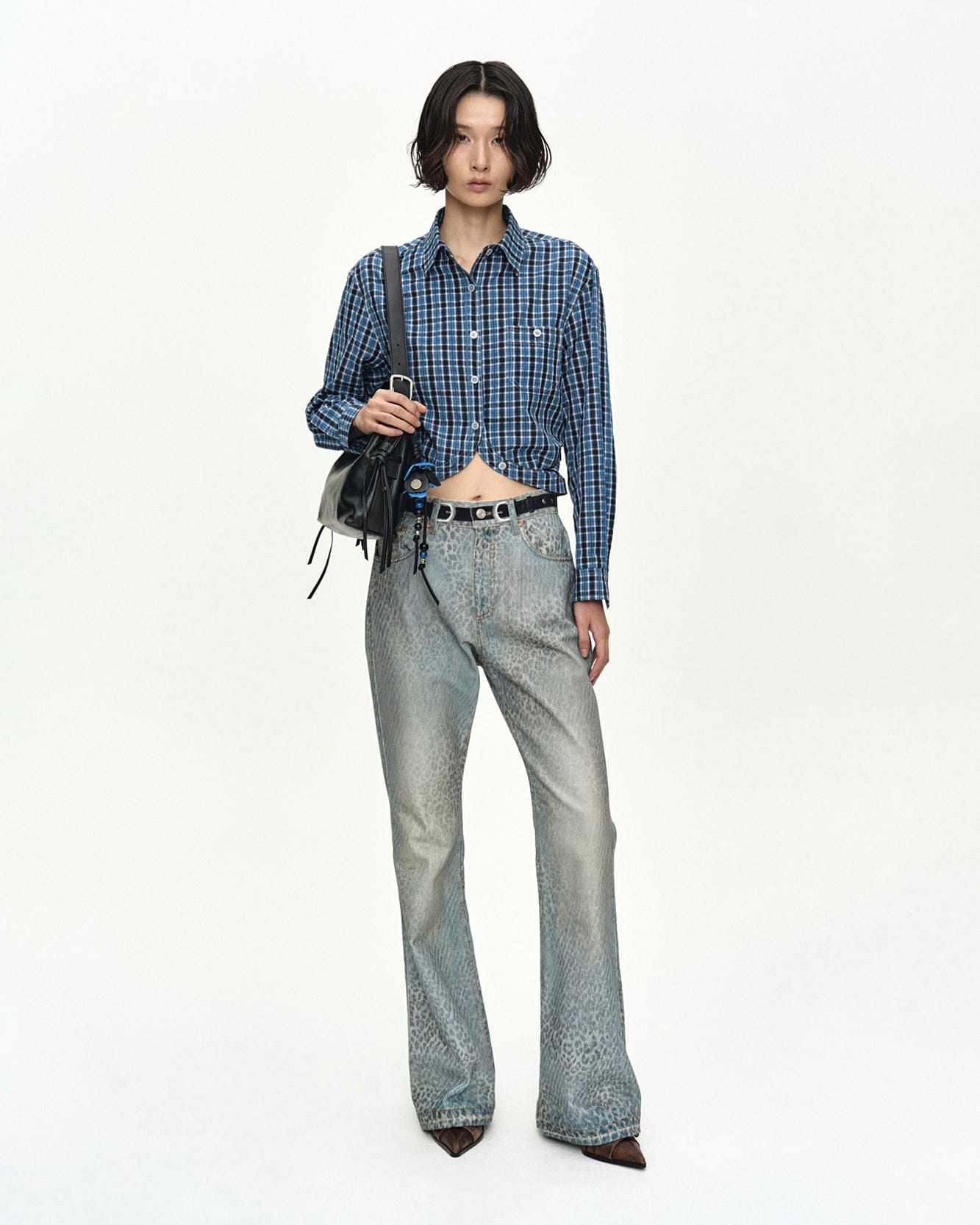 RESTOCK] LEOPARD FADE DENIM PRINTED BOOTSCUT JEANS apa882w(BLUE