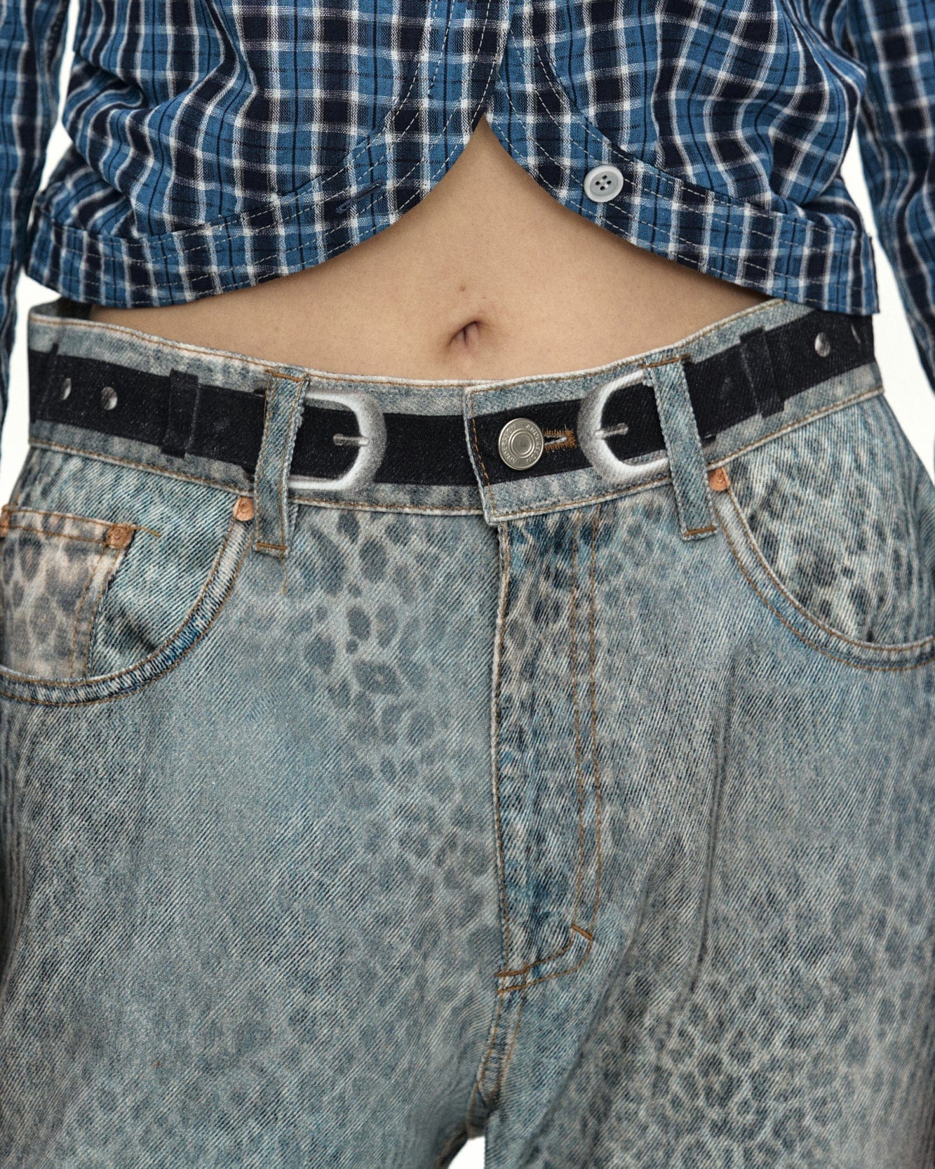 RESTOCK] LEOPARD FADE DENIM PRINTED BOOTSCUT JEANS apa882w(BLUE