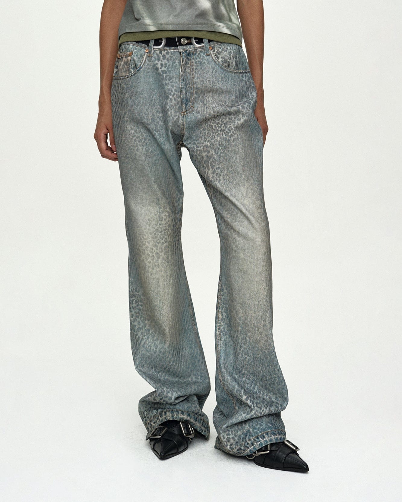 パンツ Andersson Bell Botanical-Print Jeans RESTOCK] LEOPARD FADE DENIM PRINTED BOOTSCUT JEANS apa882w(BLUE