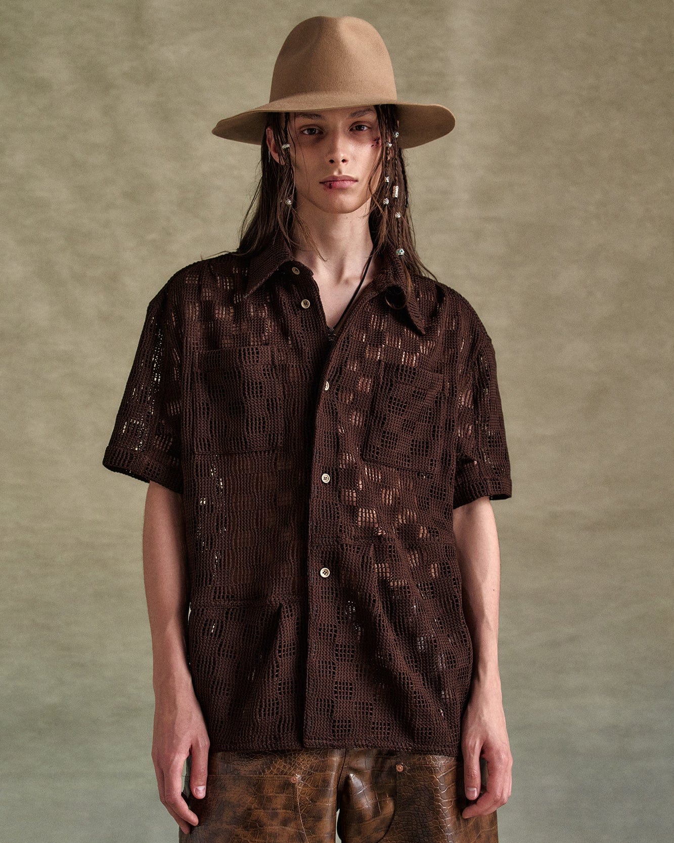 기타 LETTO KNITTED SHIRTS atb1234m(BROWN)