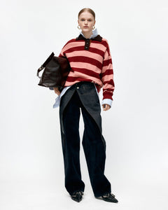 기타 LOOSE-FIT STRIPE COLLAR SWEATER atb1399w(PINK/RED WINE)