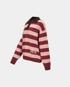 기타 LOOSE-FIT STRIPE COLLAR SWEATER atb1399w(PINK/RED WINE)