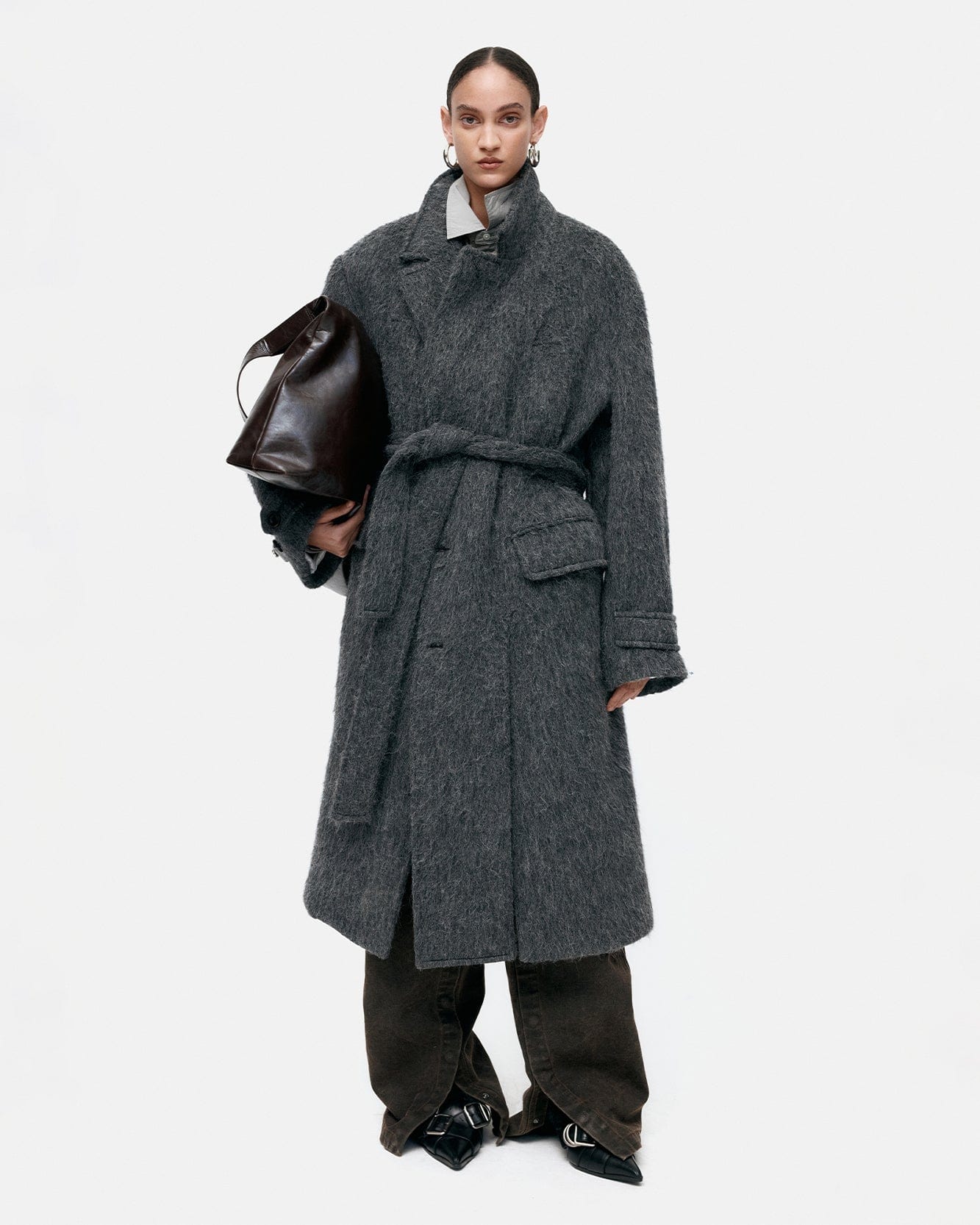 기타 MATTIA SHAGGY WOOL ROBE COAT awa715m(GREY)
