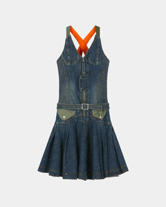 military denim dress MA-1 HARNESS (BLUE) – Andersson Bell Shoe size:7.5 Aqua Blue Strapless Mini RS27 Maxi dress front detailing beautifully