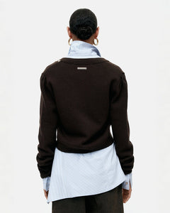 기타 MORGAN HAND STITCHED KNIT CARDIGAN atb1382w(BROWN)