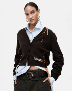 기타 MORGAN HAND STITCHED KNIT CARDIGAN atb1382w(BROWN)