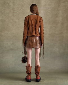 기타 NINA LACE-UP FAUX SUEDE JACKET awa706w(BROWN)