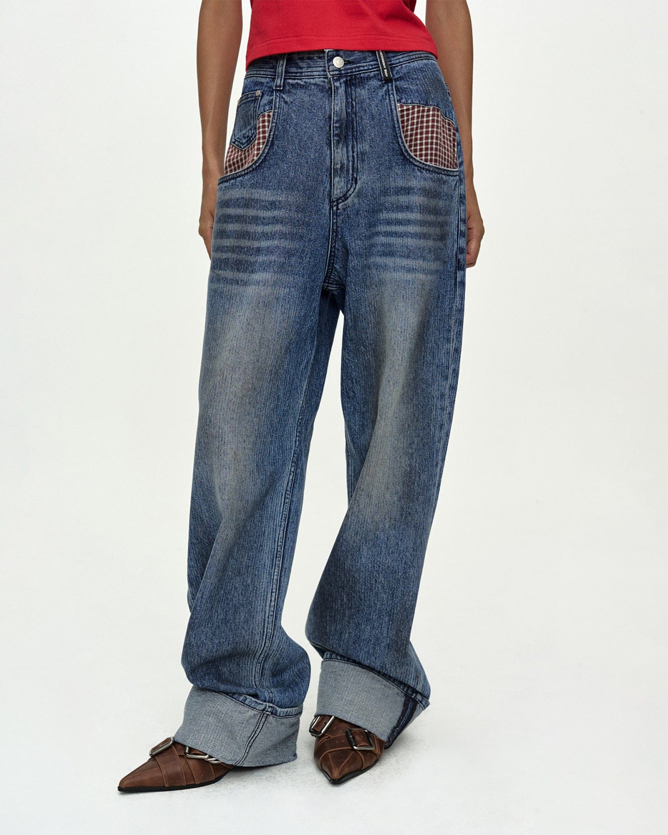 RESTOCK] OIL WASHED ROLLED UP JEANS apa889w(BLUE) – Andersson Bell