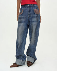 RESTOCK] OIL WASHED ROLLED UP JEANS apa889w(BLUE) – Andersson Bell