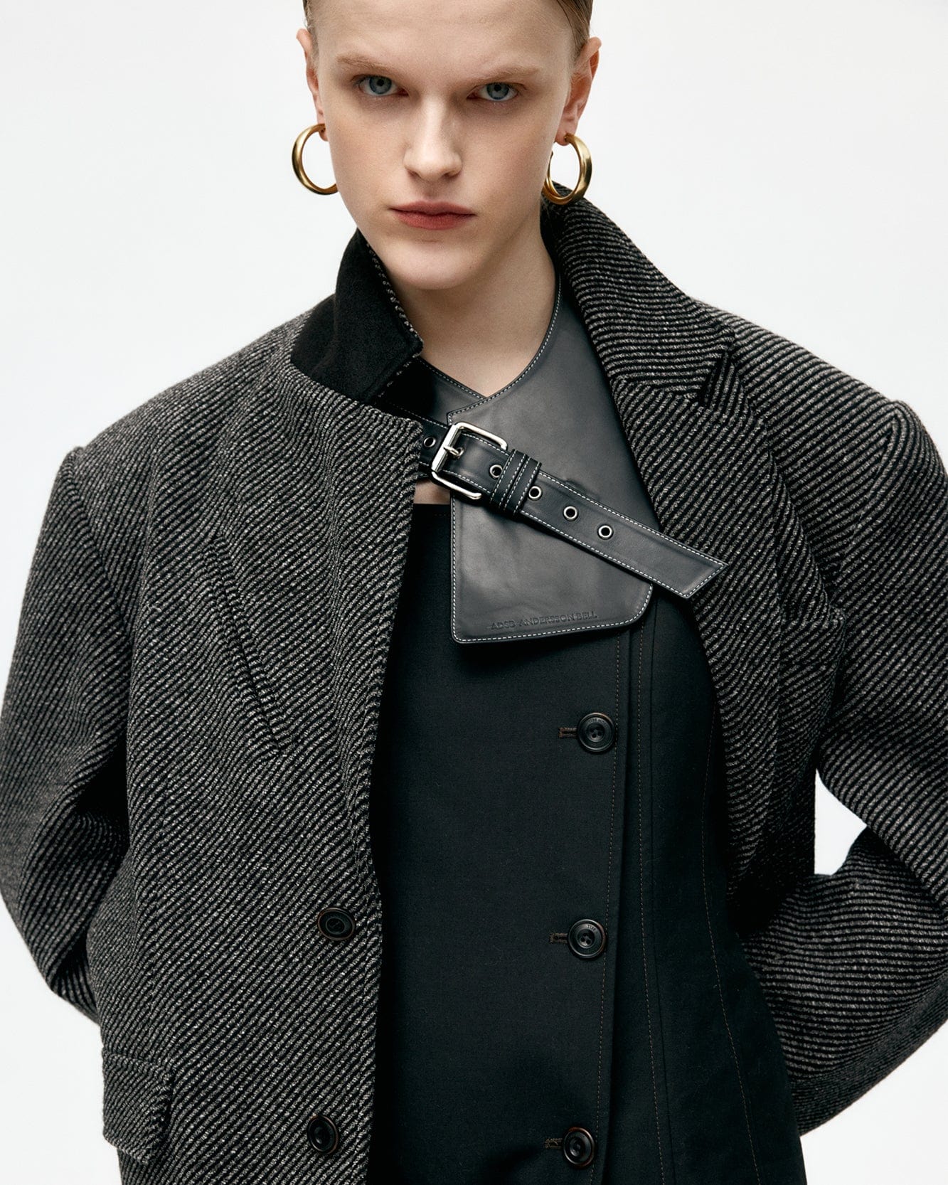 기타 ONE UNISEX LEATHER SLASH SCARF aaa489u(BLACK)