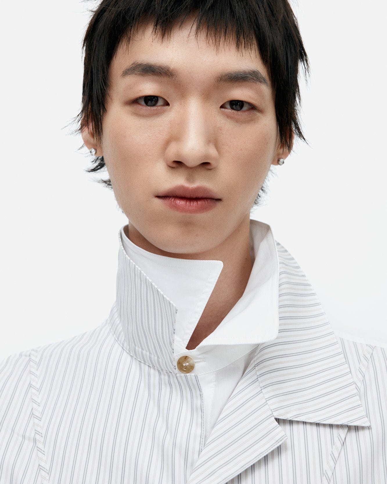기타 OPEN COLLAR LAYERED SHIRTS atb1341m(WHITE)