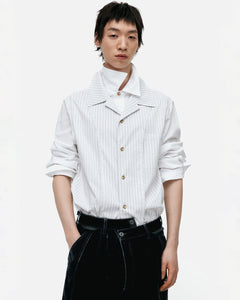 기타 OPEN COLLAR LAYERED SHIRTS atb1341m(WHITE)